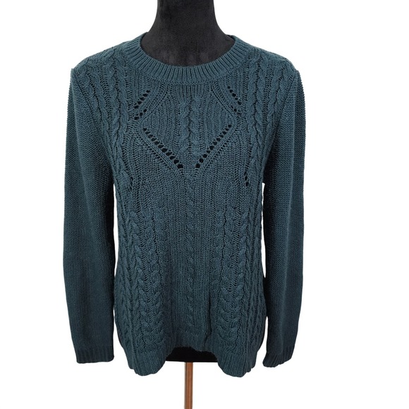 Taylor & Sage Sweaters - TAYLOR & SAGE Size Medium Open Cable Knit Lightweight Crew Neck Sweater Preppy
